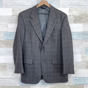 Jos A Bank Wool Tweed Sport Coat Gray Glen Check Plaid Mens 39R 39 Regular